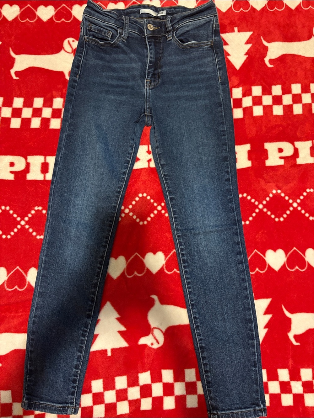 Women's Dark Blue Skinny Jeans - Stretch Mid-Rise Fit